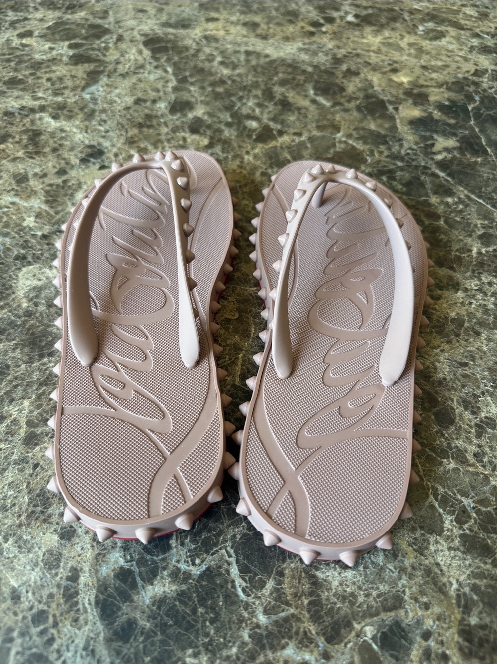 Christian Louboutin super loubi flip flop rubber spike sandals flats sz 39 - Picture 4 of 9